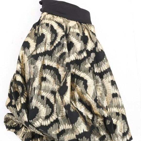 Zara Womens Metallic Gold Black Bubble Mini Skirt - Picture 8 of 8